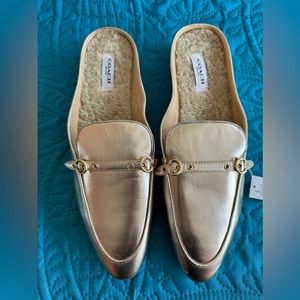 Coach New, Never Worn - Irene Gold Shearling Mules